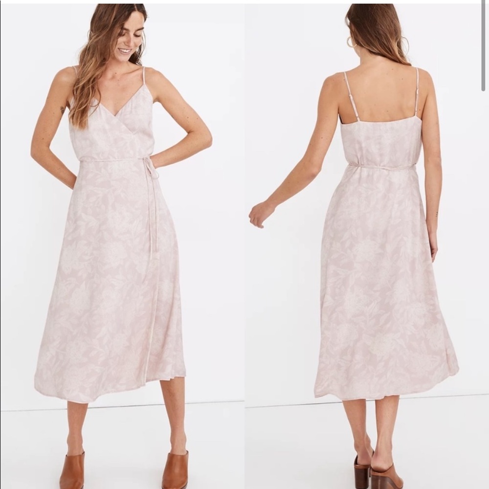Madewell (Re)sourced Crepe Cami Wrap Dress in Pindot Blooms